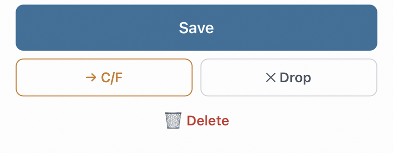 The → C/F button at the bottom of the task edit screen